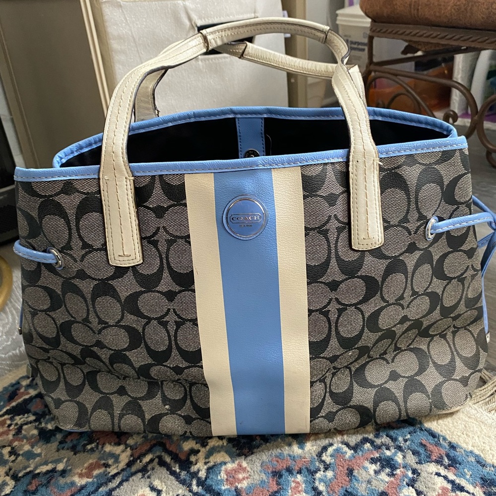 Multi-colored/patterned- Large Coach one pocketed tote bag-